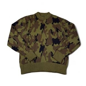 Vintage Klopin Knit Sweater Unisex Medium Green Camo Acrylic Streetwear
